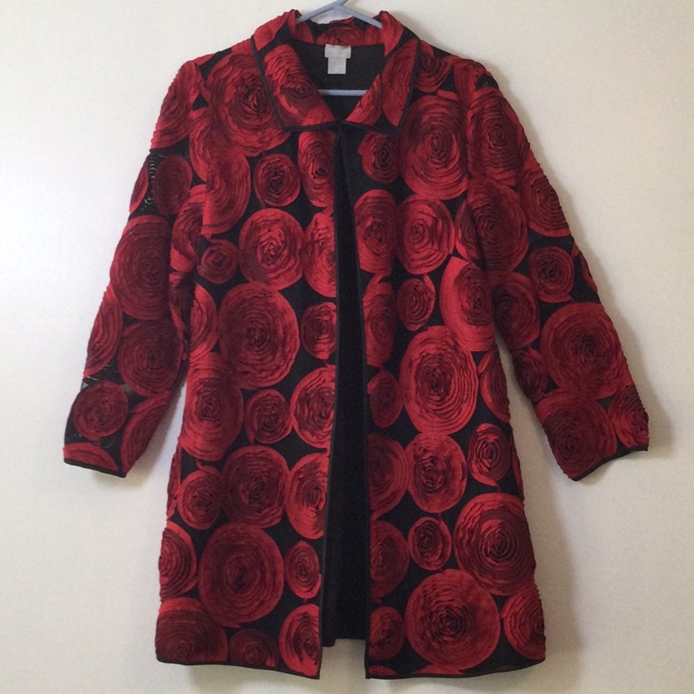 Chic Red Floral Women's Blazer
